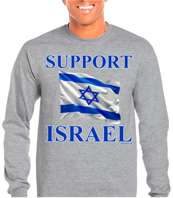 Support Israel Flag Design Long Sleeve T-Shirt - Image 3