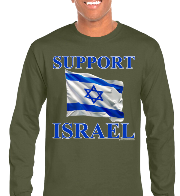 Support Israel Flag Design Long Sleeve T-Shirt - Image 4