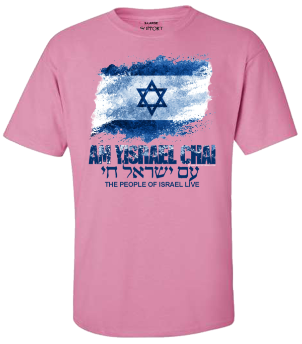 Am Yisrael Chai Israel Flag Distressed Design T-Shirt - Image 2