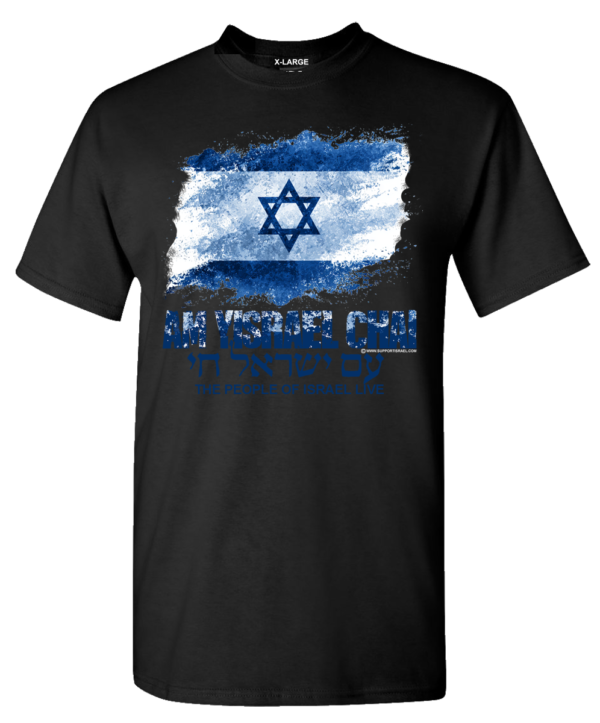 Am Yisrael Chai Israel Flag Distressed Design T-Shirt - Image 4