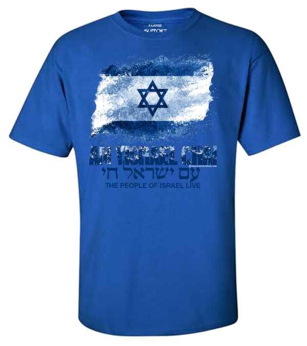 Am Yisrael Chai Israel Flag Distressed Design T-Shirt - Image 5
