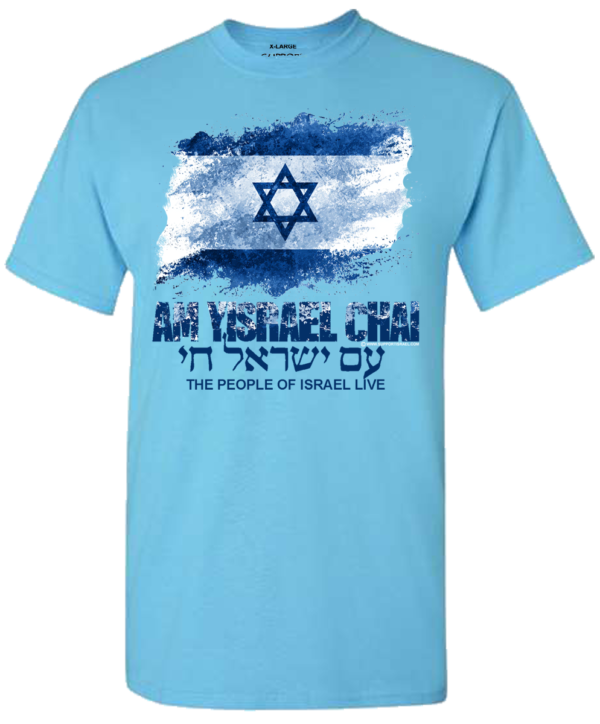 Am Yisrael Chai Israel Flag Distressed Design T-Shirt