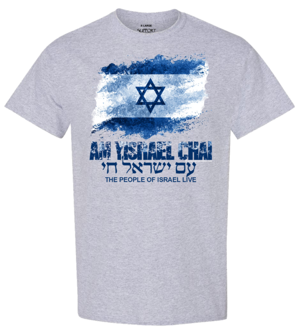 Am Yisrael Chai Israel Flag Distressed Design T-Shirt - Image 3