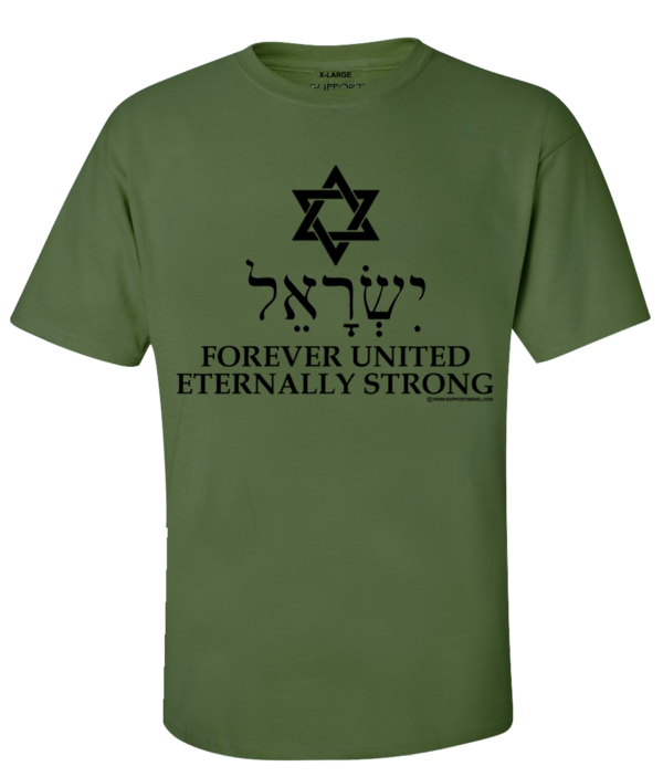 Forever United, Eternally Strong with Star of David and Israel in Hebrew T-Shirt - Image 5