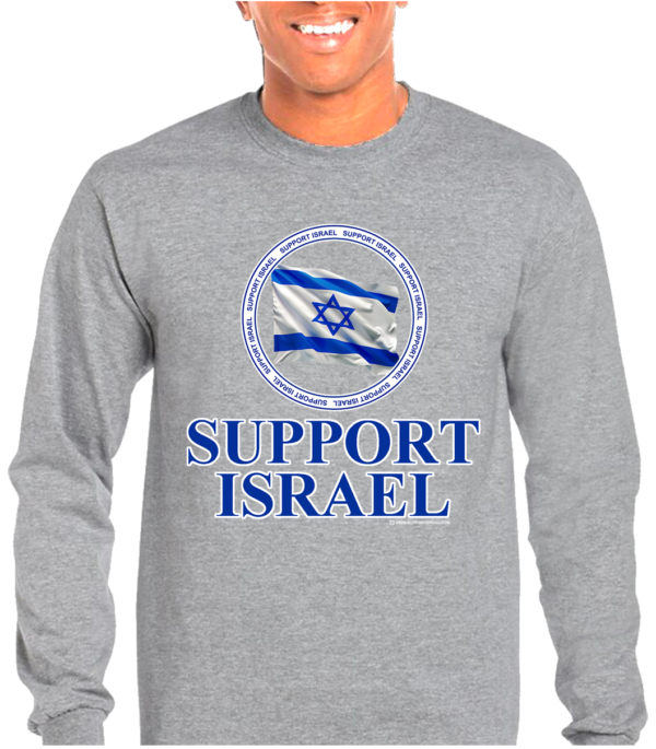 Support Israel Flag and Cirle Text design Long Sleeve T-Shirt - Image 2